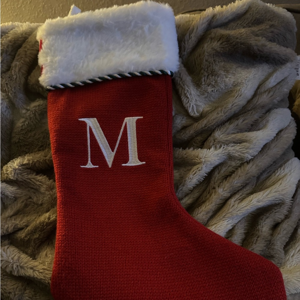 COPY - Holiday Home Knit Monogram M Xmas Stocking